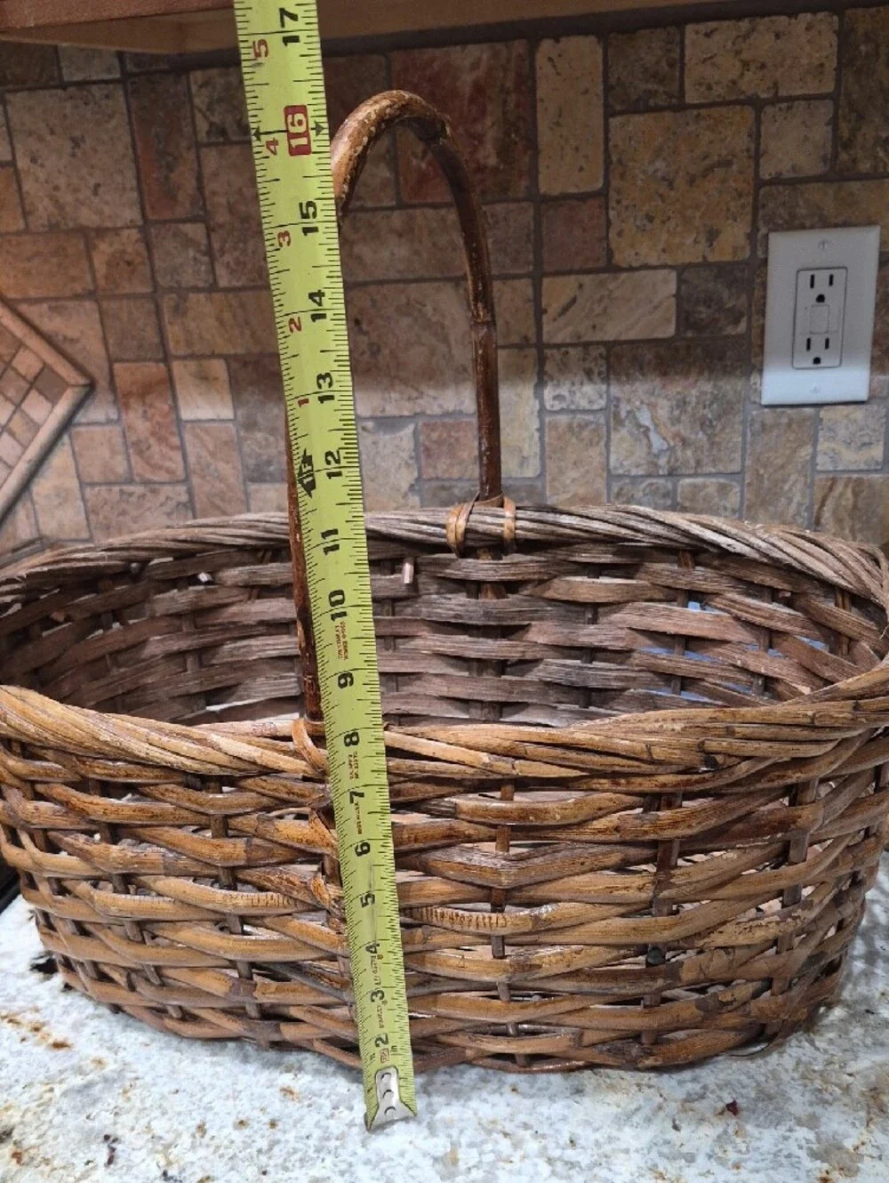 Rustic Woven Brown Willow Basket with Handle - Home Accents